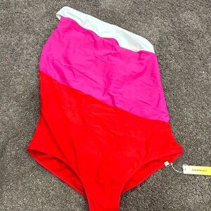 Summersalt Vibrant Red and Pink One-Piece one shoulder Swimsuit